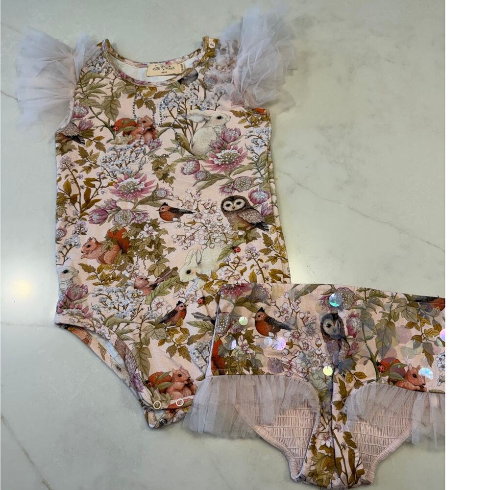 Tutu du Monde Bebe Flutter Onesie Woodlands & bloomers 18-14 mos